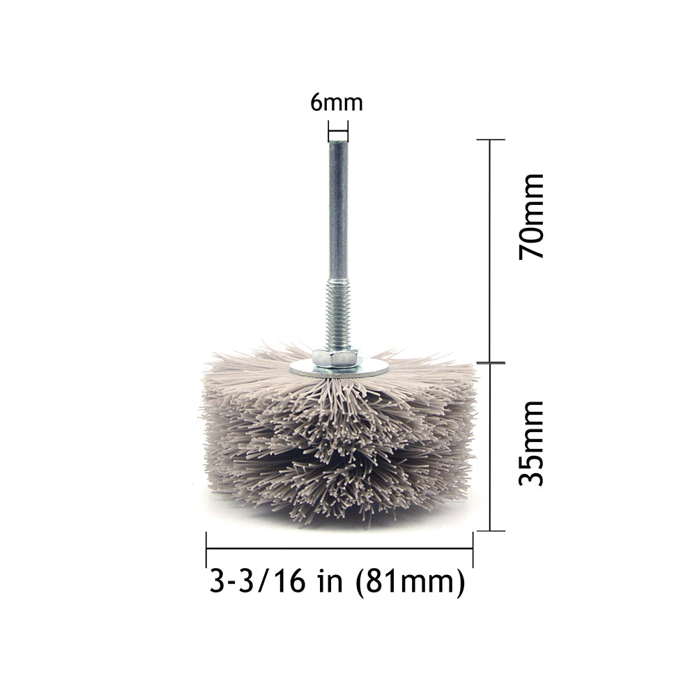 400 Grit 6mm Shank Mounted Nylon Wire Grinding Flower Head Wheel Brush for Woodworking