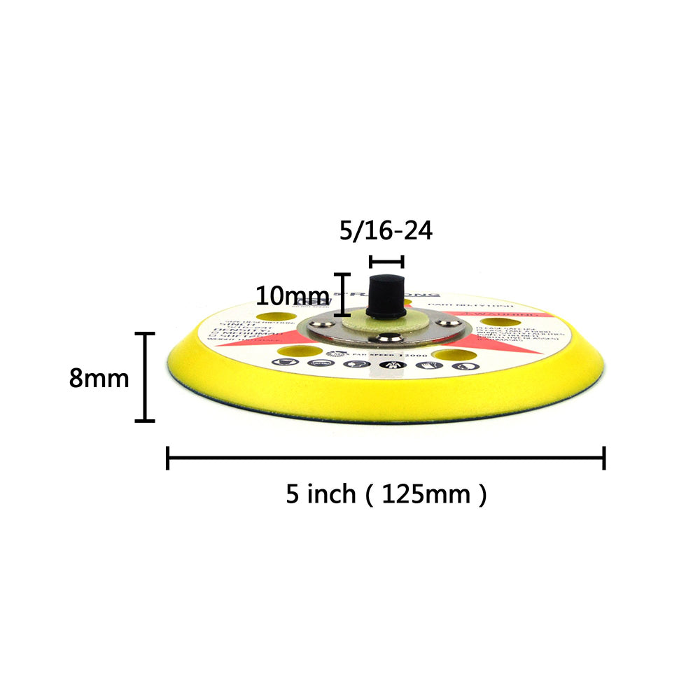 5" (125mm) x 5/16-24 Male 5 Holes PSA Back-up Sanding Pads