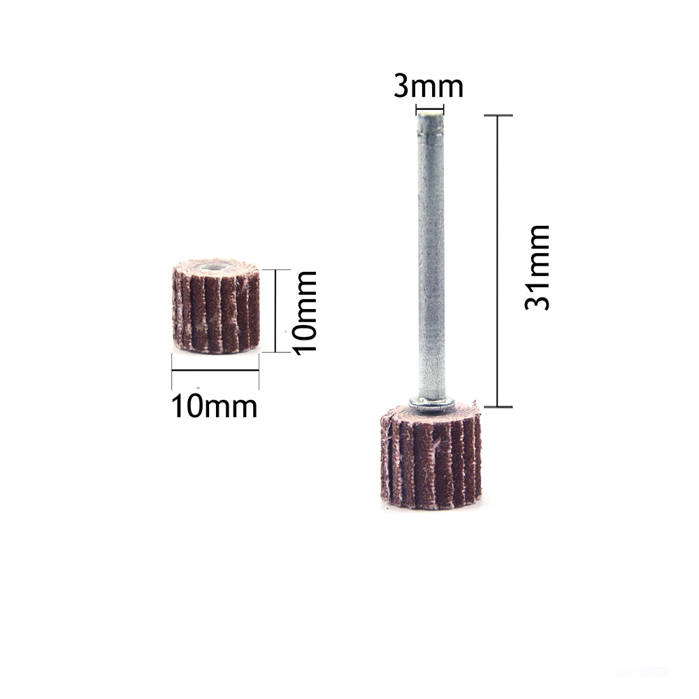 10x10mm x 3mm Shank Small Flap Wheels, 80-600 Grit