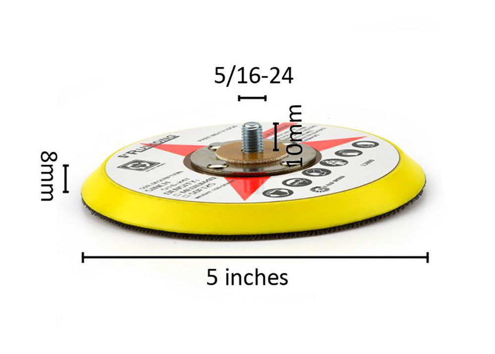 5" (125mm) x 5/16-24 Male Hook & Loop Back-up Sanding Pads