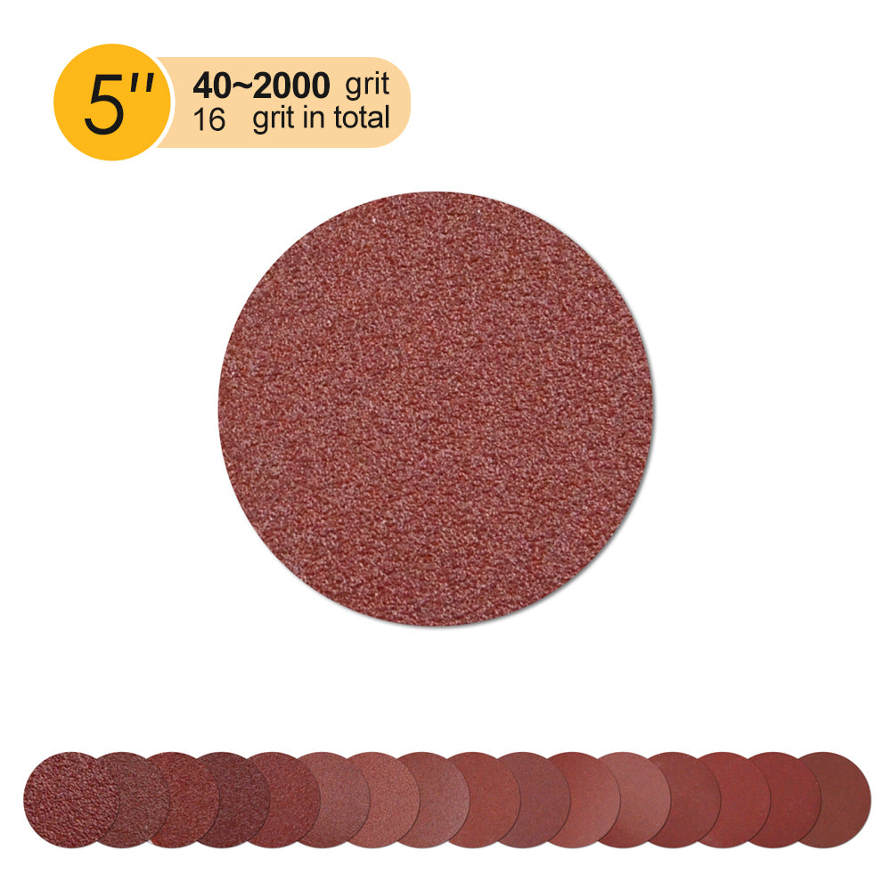 5 inch red aluminum oxide hook and loop sanding discs