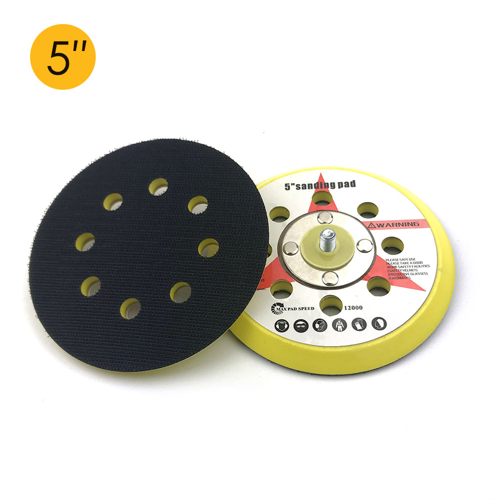 5" (125mm) x 5/16-24 Male 8 Holes Hook & Loop Back-up Sanding Pads