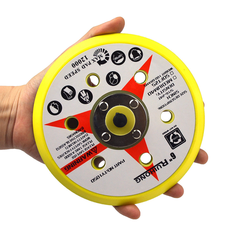 6" (150mm) x 5/16-24 Male 6 Hole PSA Back-up Sanding Pads