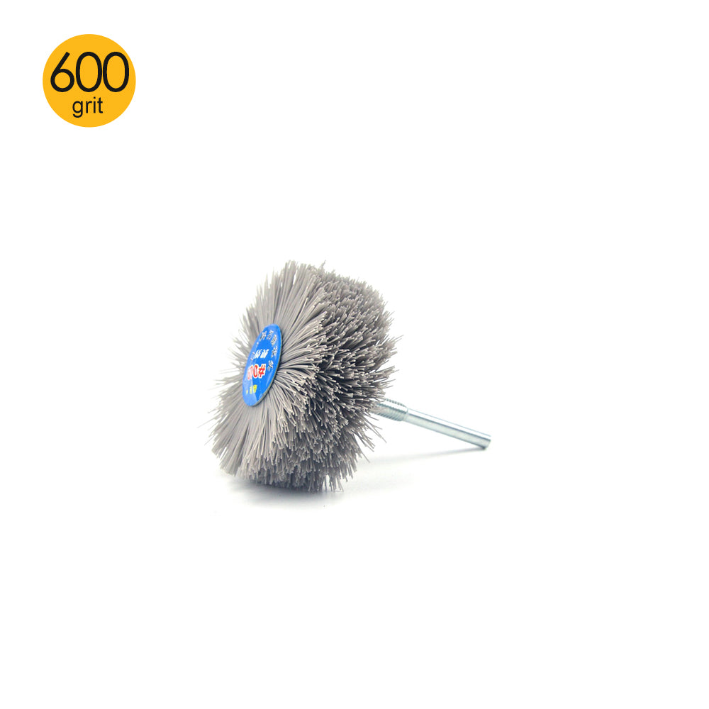 600 Grit 6mm Shank Mounted Nylon Wire Grinding Flower Head Wheel Brush for Woodworking