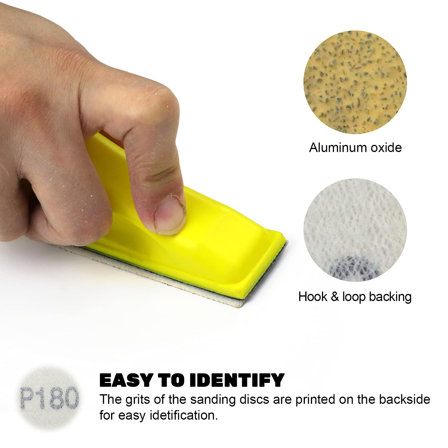 POLIWELL Mini Sander Kit 3.5 Inch - Detail Handle Palm Sander for Woodworking, Metal Craft & Small Projects | Includes Sandpaper
