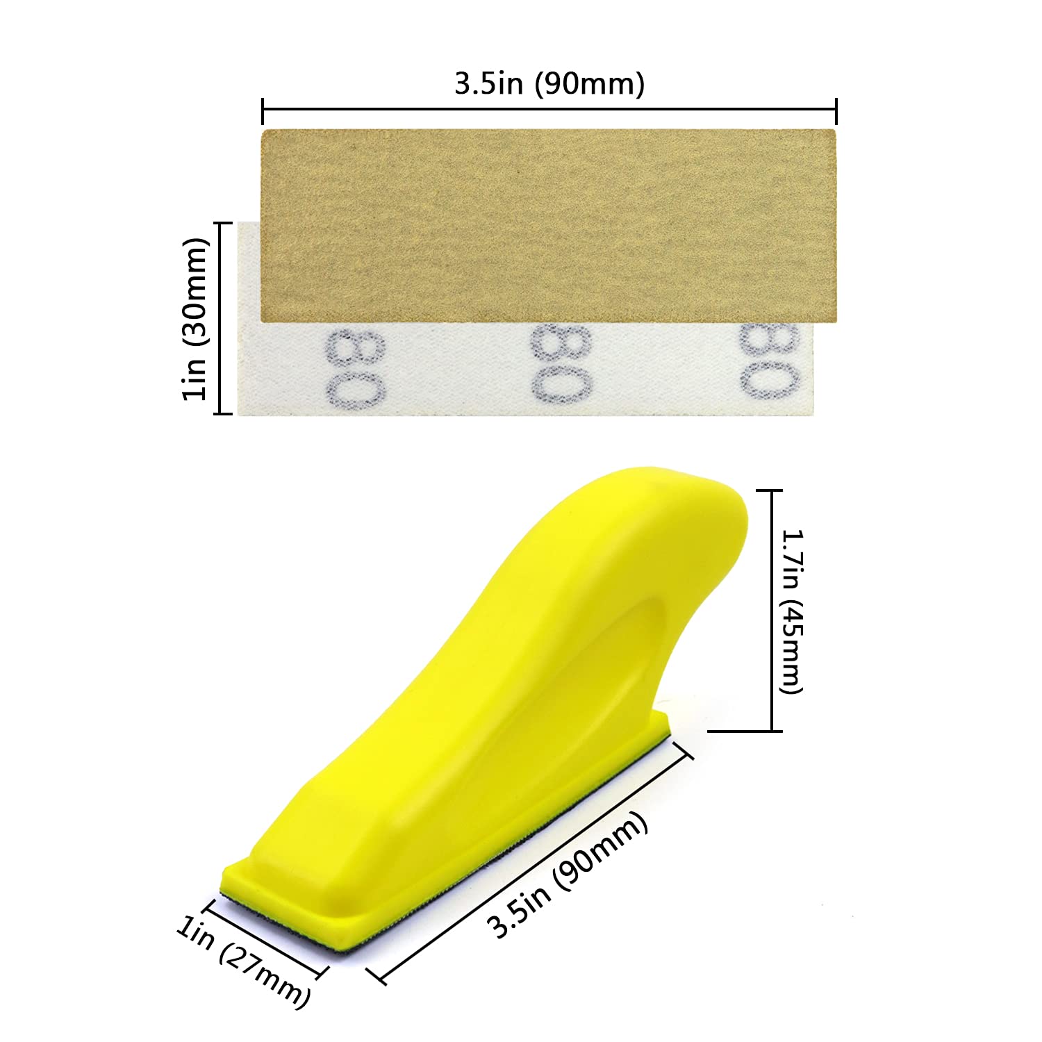 POLIWELL Mini Sander Kit 3.5 Inch - Detail Handle Palm Sander for Woodworking, Metal Craft & Small Projects | Includes Sandpaper