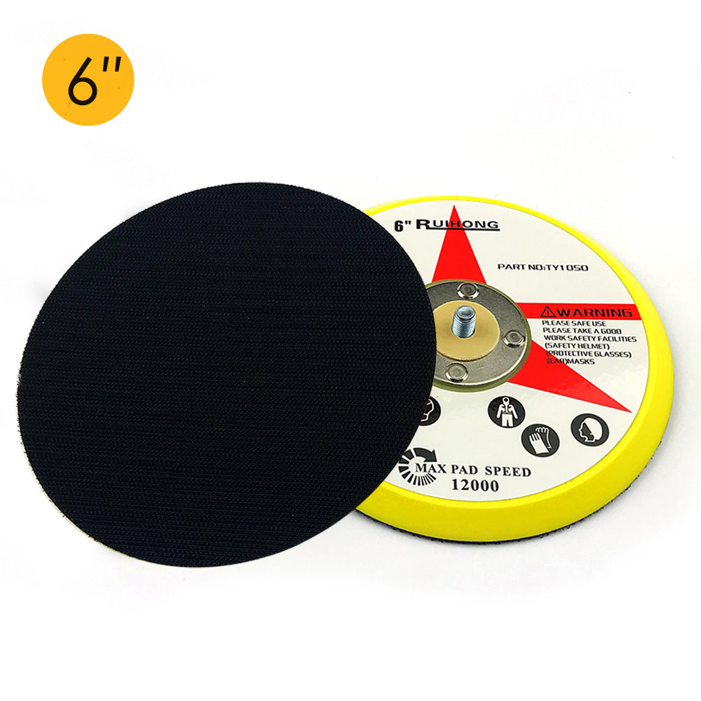 6" (150mm) x 5/16-24 Male Hook & Loop Back-up Sanding Pads