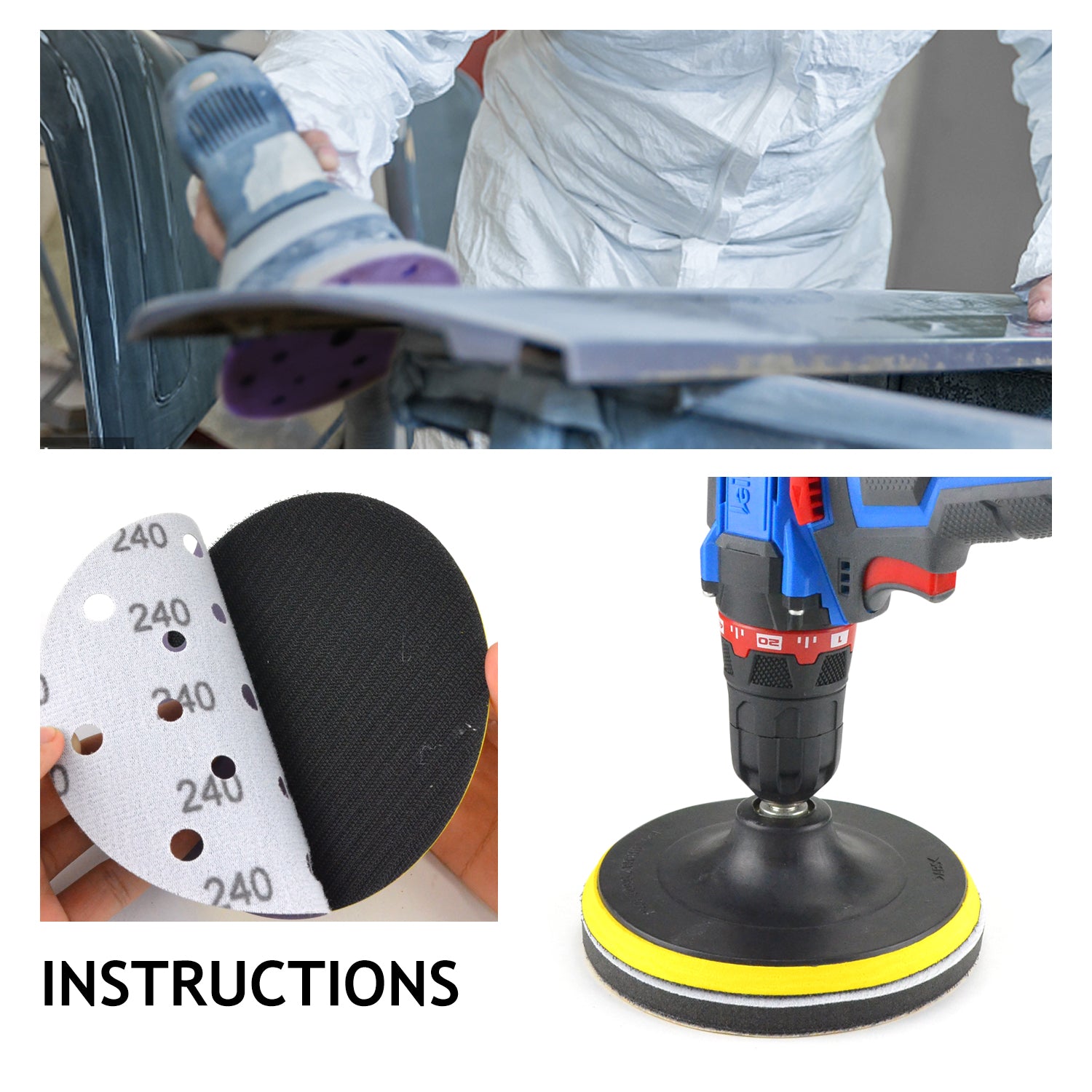 6 inch 17 holes purple hook & loop sanding discs