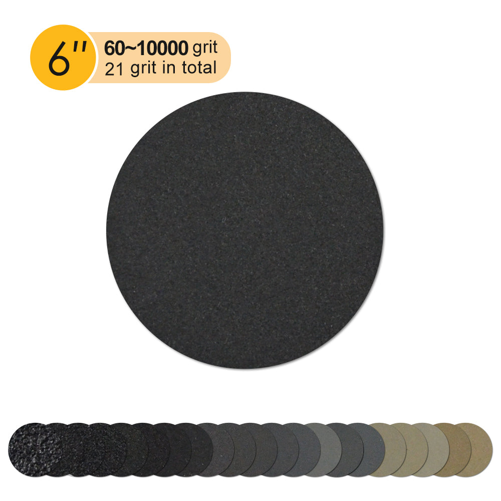 6" (150mm) Silicon Carbide Hook & Loop Sanding Discs - 100Pcs/Box