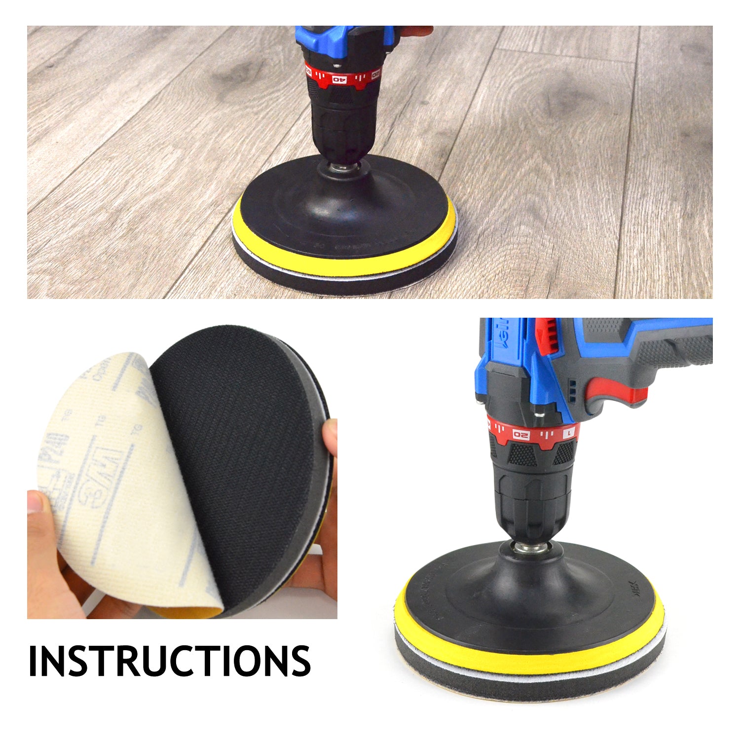 6" (150mm) Yellow Hook&Loop Sanding Discs for Dry Sanding (80-400 Grit), 1 Disc