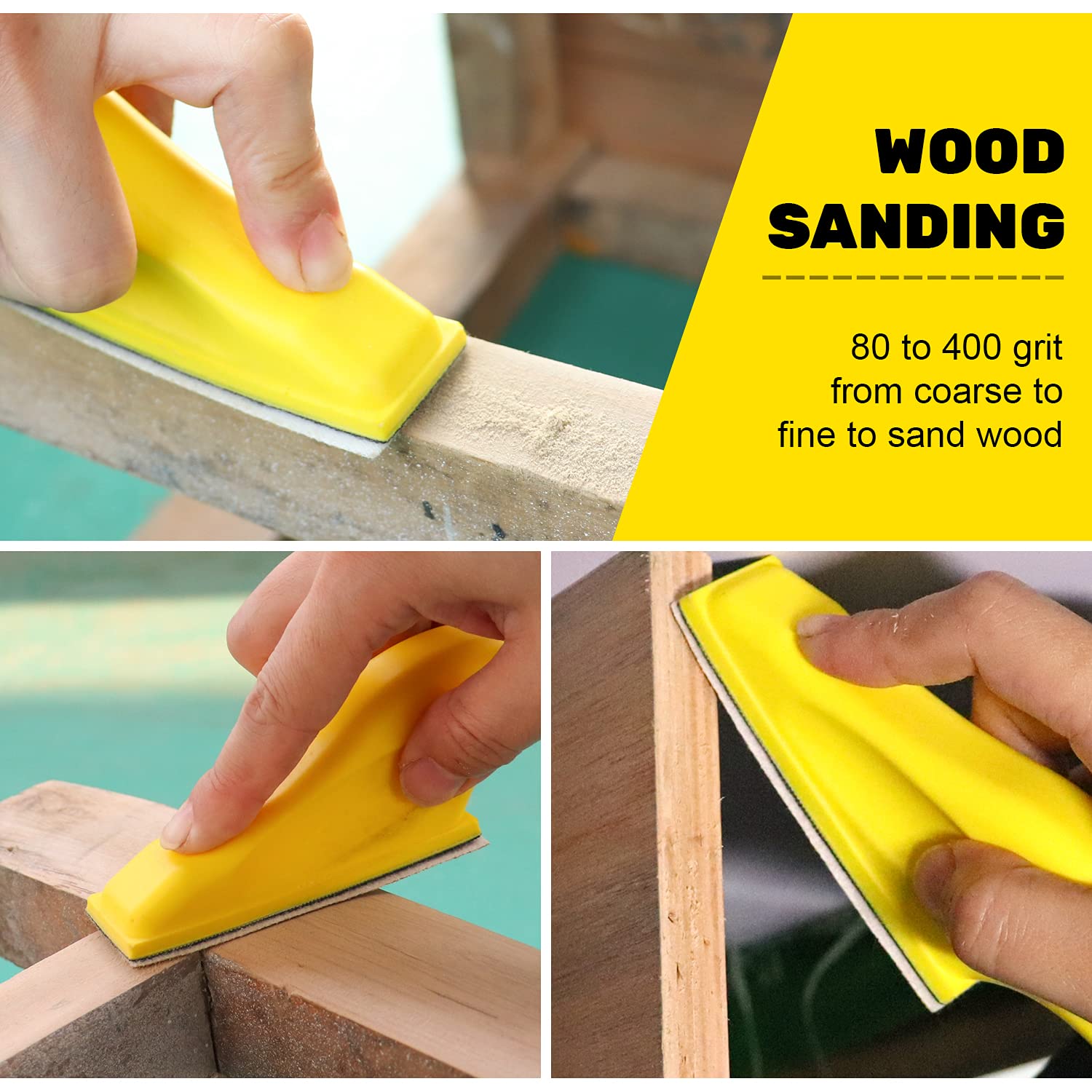 POLIWELL Mini Sander Kit 3.5 Inch - Detail Handle Palm Sander for Woodworking, Metal Craft & Small Projects | Includes Sandpaper