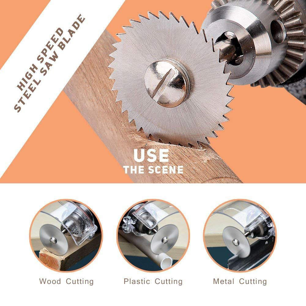 HSS(High Speed Steel) Mini Circular Saw Blades 1/8" (3.175mm) Shank Cutting Discs for Dremel Rotary Tools, 7pcs Set
