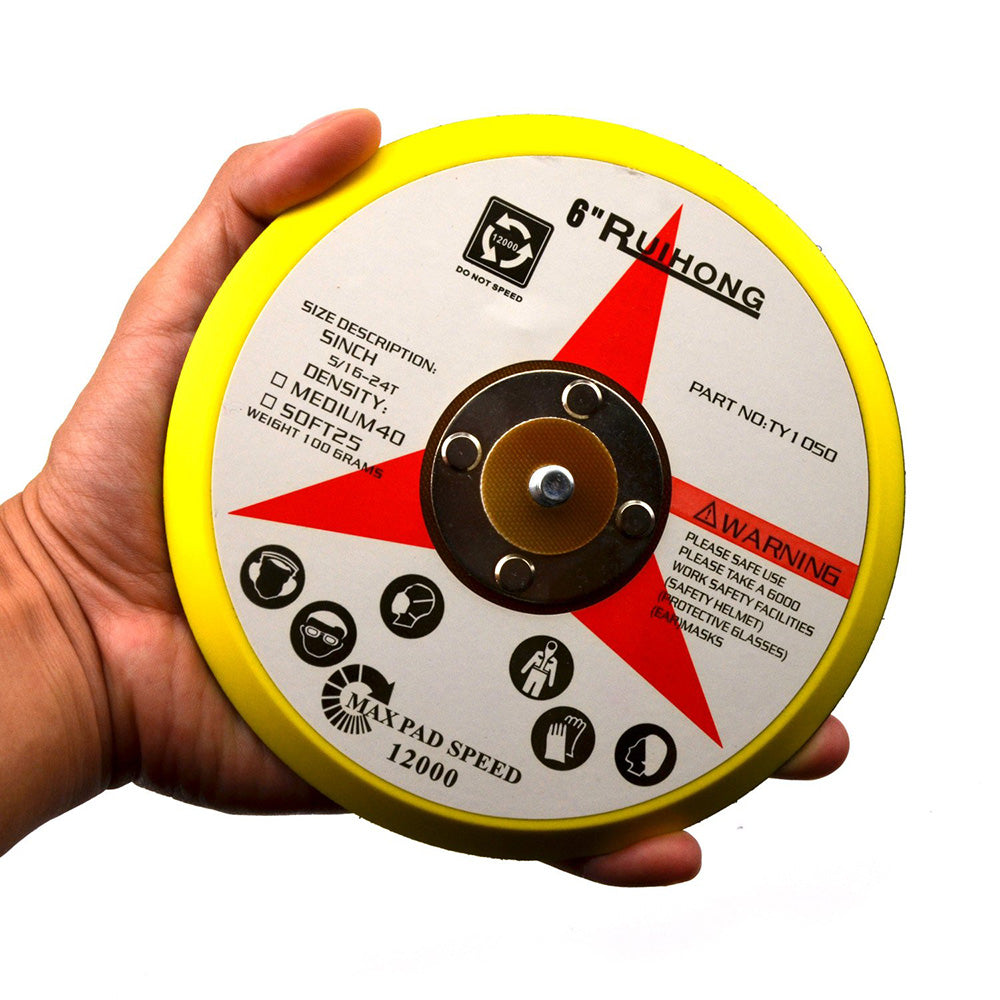 6" (150mm) x 5/16-24 Male Hook & Loop Back-up Sanding Pads