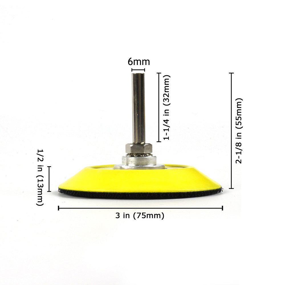 3" (75mm) x 6mm Shank Hook & Loop Back-up Sanding Pads