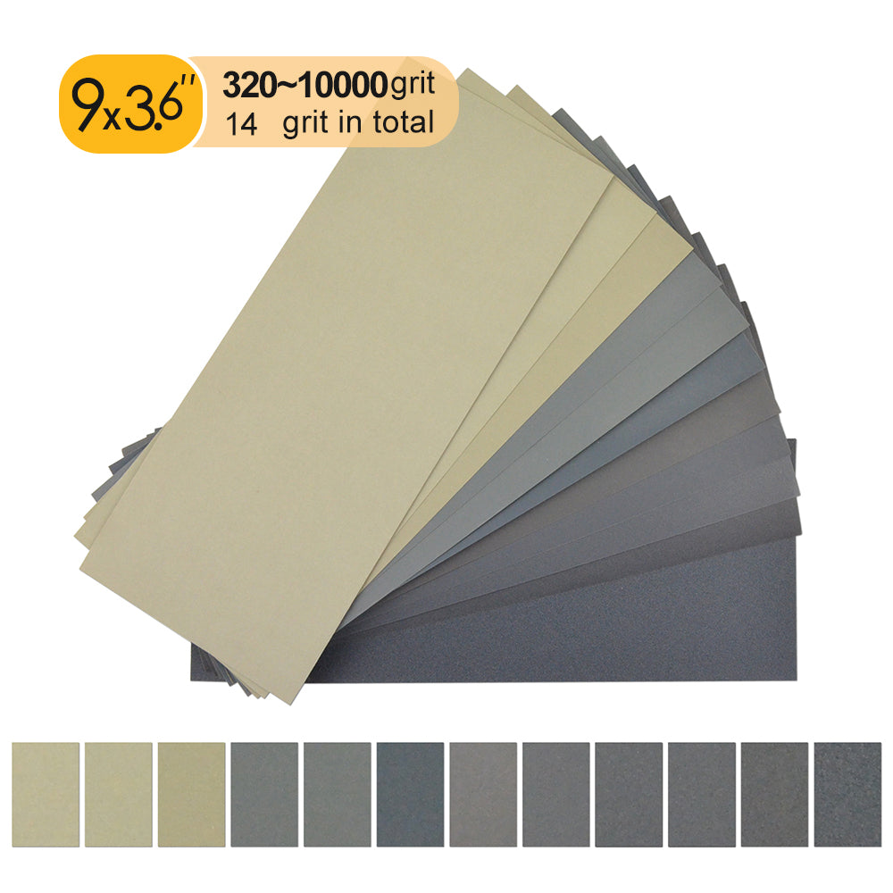 9 x 3.6" (230 x 93mm) Silicon Carbide Wet/Dry Sanding Sheets Abrasive Paper Sheets (320-10000 Grit), 1 PC
