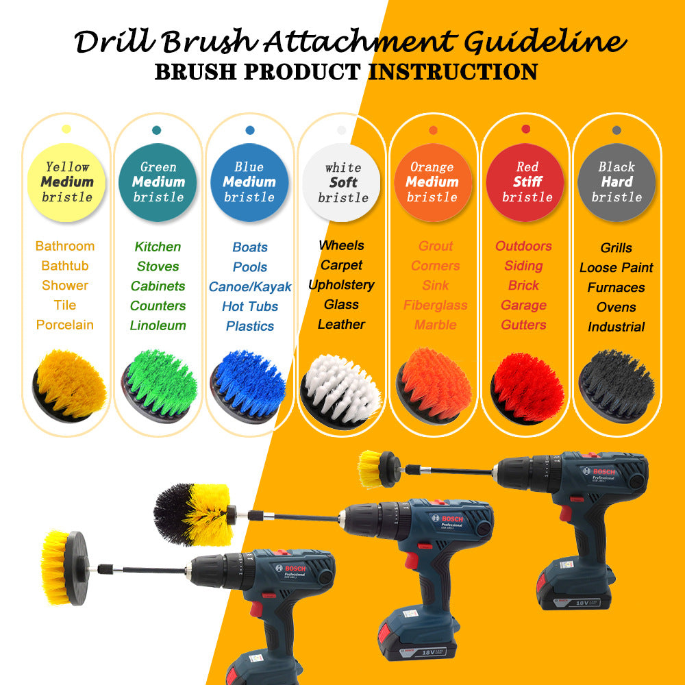 2" (50mm) Long Bristles Electric Drill Cleaning Brush For Household/Automotive with 6mm Shank Drill Attachment, 1 PC