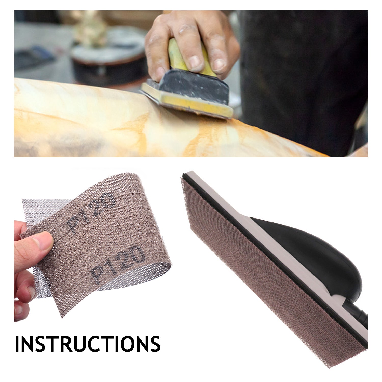 3 x 8" (70 x 198mm) Hook & Loop or Clip on Sander Pads,Mesh Dust Free Sandpaper (80-600), 1 PC