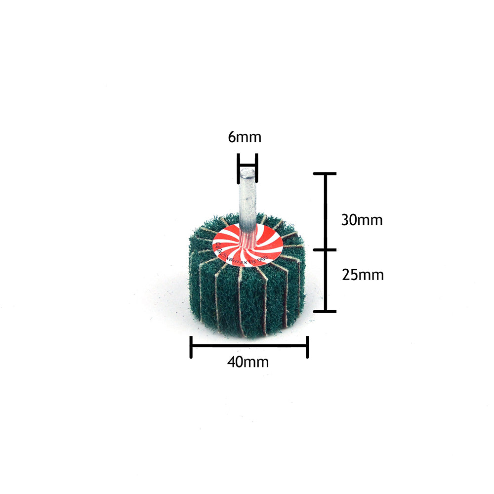 40mmx25mmx6mm Mounted Shank Cylinder Points Scouring Pad Interleaf Flap Grinding Wheels, 120 Grit