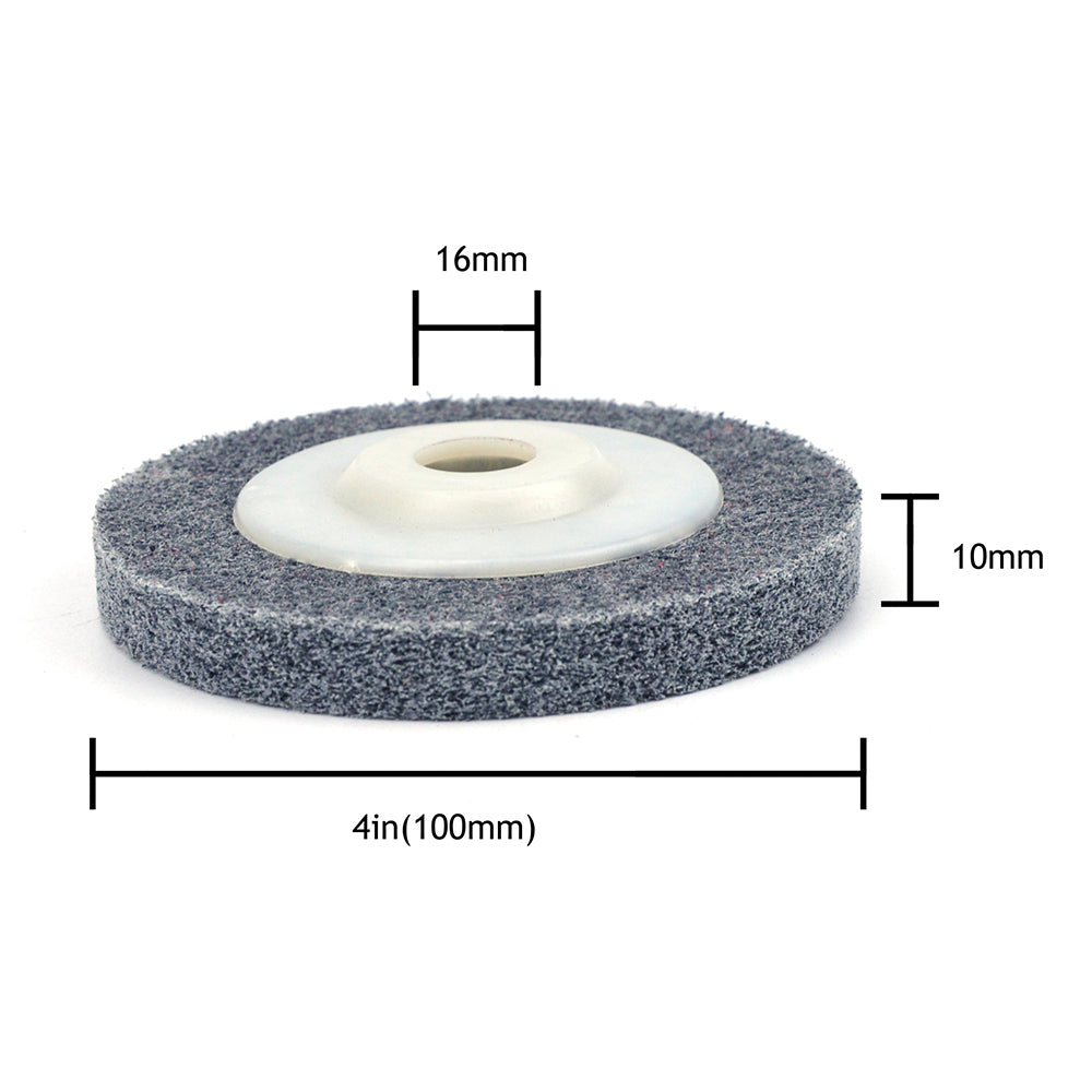 4" (100mm) x 10mm Nylon Fiber Buffing Polishing Wheel Sanding Disc for Angle Grinders, Carborundum