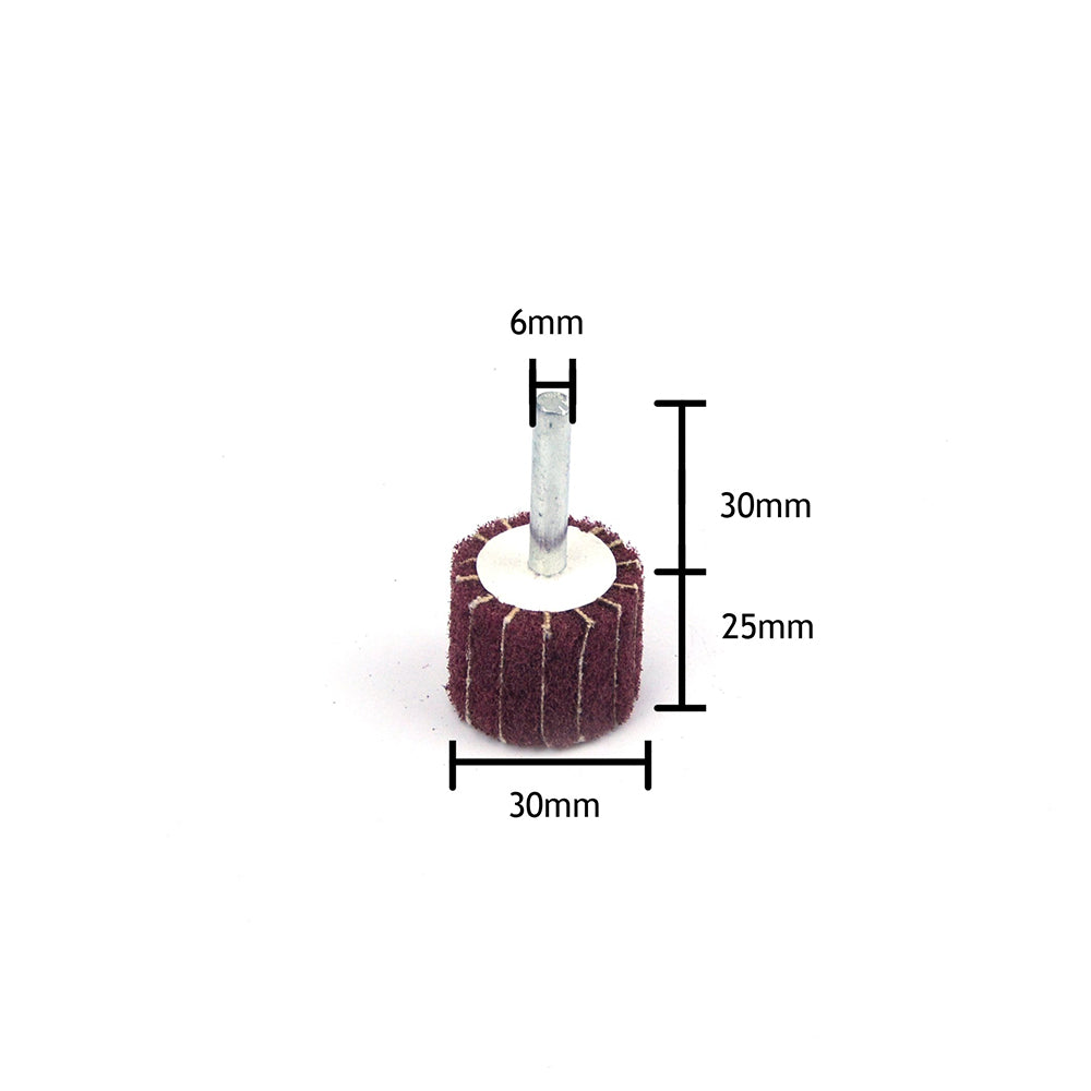 30mmx25mmx6mm Mounted Shank Cylinder Points Scouring Pad Interleaf Flap Grinding Wheels, 240 Grit