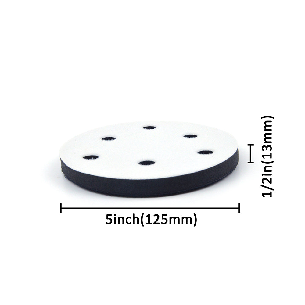 5" (125mm) 6-Hole Soft Sponge Dust-free Interface Buffer Backing Pads