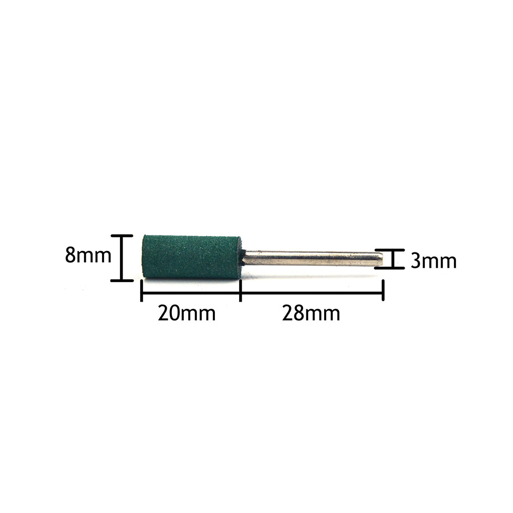 8mm x 3mm Mounted Shank Rubber Polishing Points Buffing Heads, Cylindrical