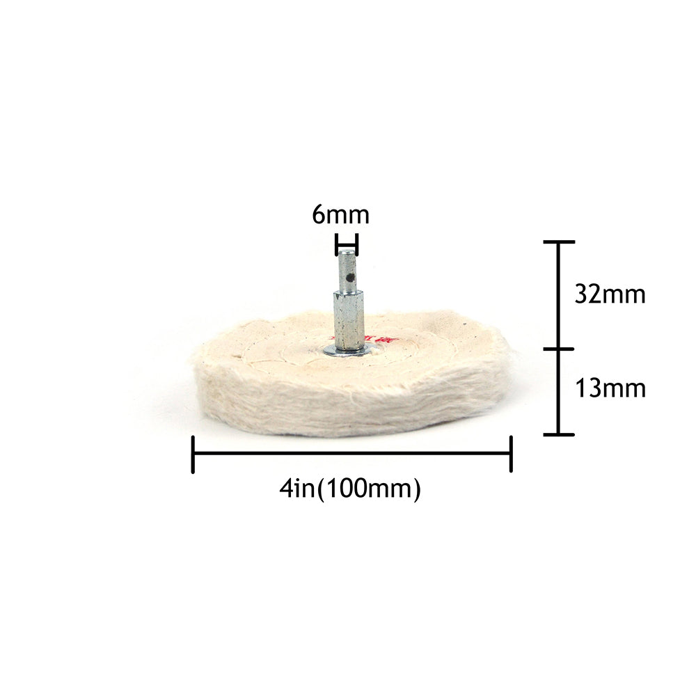 4" (100mm) x 6mm Shank Mounted Cotton Buffing Wheels