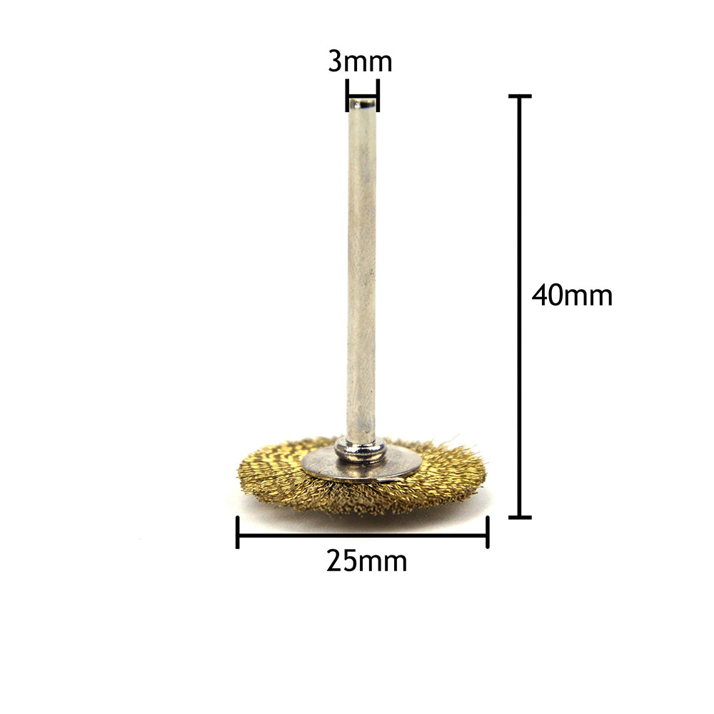 1" (25mm) x 3mm Shank Mounted Brass Wire Wheel Brushes