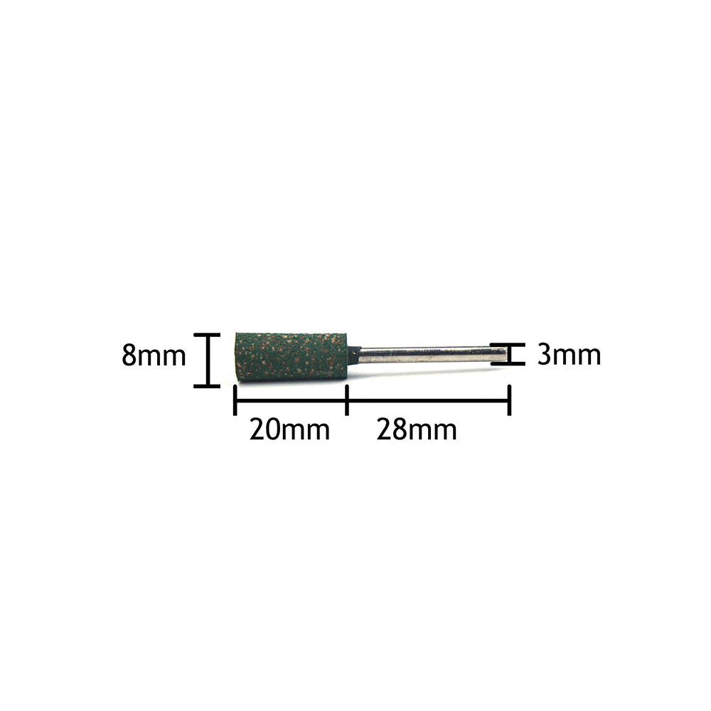 8mm x 3mm Mounted Shank Sesame Rubber Polishing Points Buffing Heads, Cylindrical