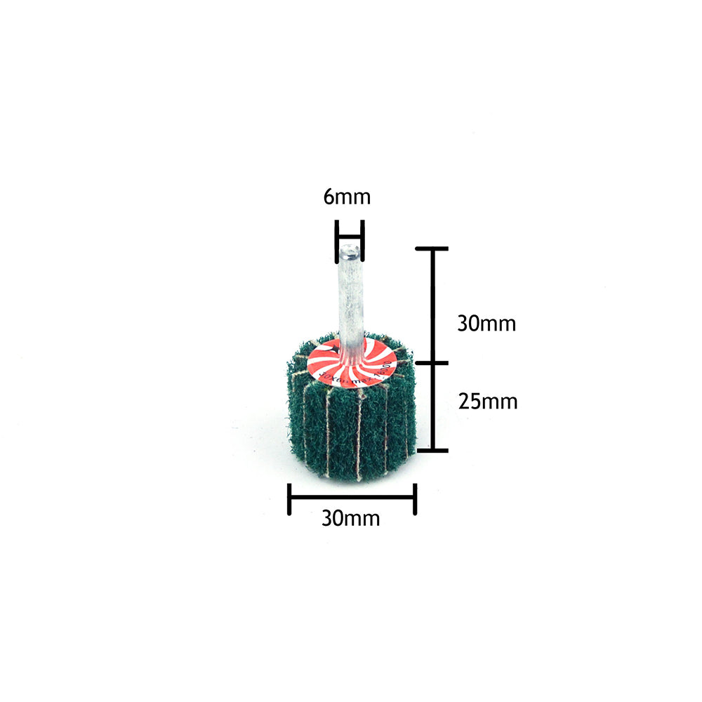 30mmx25mmx6mm Mounted Shank Cylinder Points Scouring Pad Interleaf Flap Grinding Wheels, 120 Grit