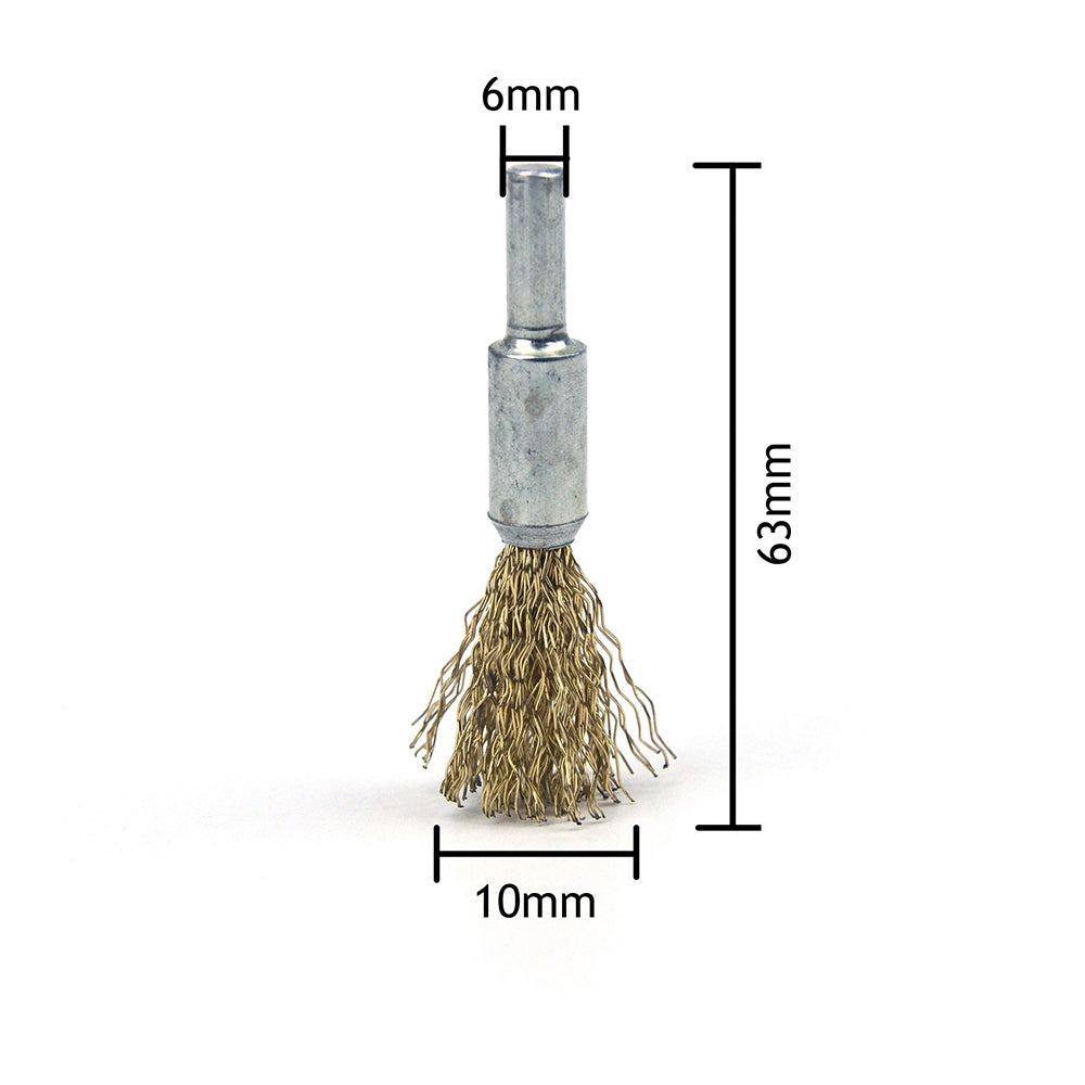 10mm x 6mm Shank Mounted Copper Plated Stainless Steel Wire End Brushes