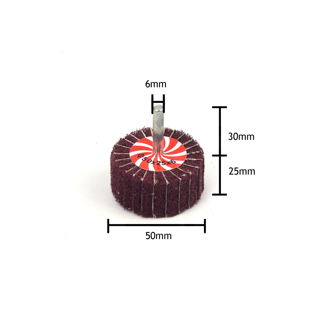 50mmx25mmx6mm Mounted Shank Cylinder Points Scouring Pad Interleaf Flap Grinding Wheels, 240 Grit