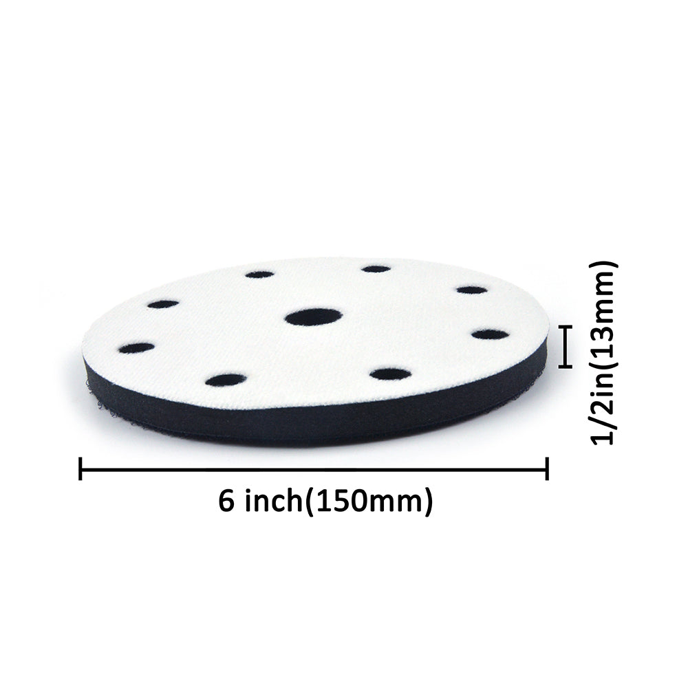 6" (150mm) 9-Hole Soft Sponge Dust-free Interface Buffer Backing Pads