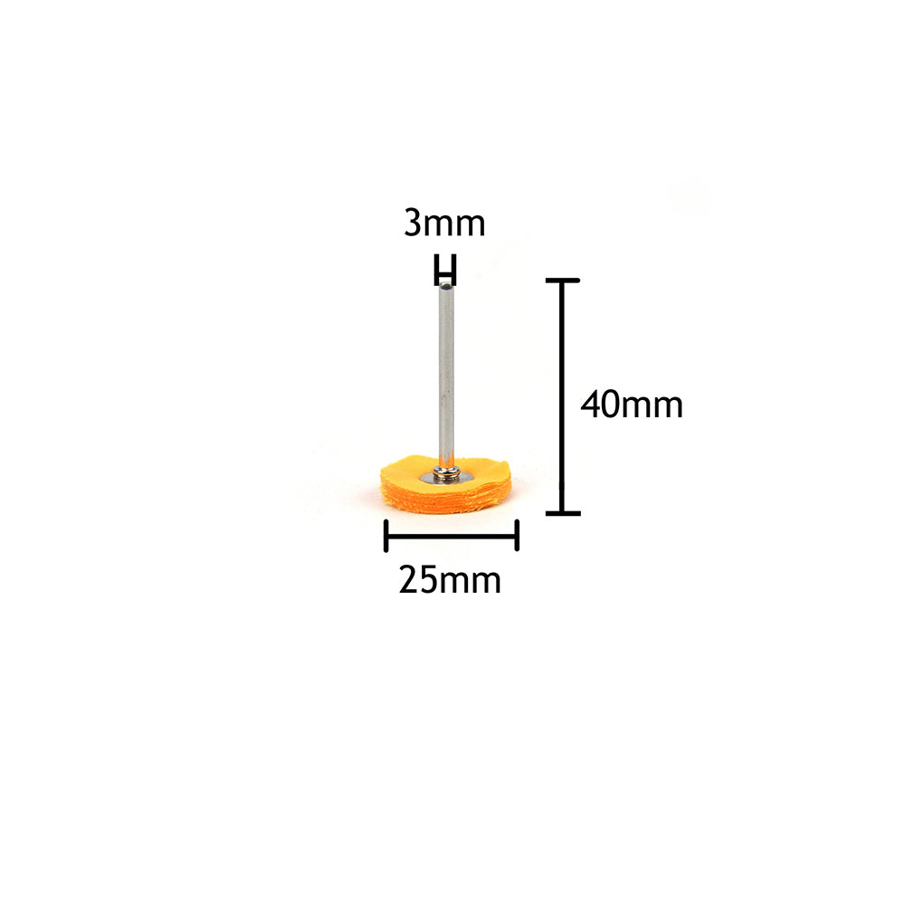 1" (25mm) x 3mm Mounted Shank Cotton Buffing Wheels, Yellow, Hard