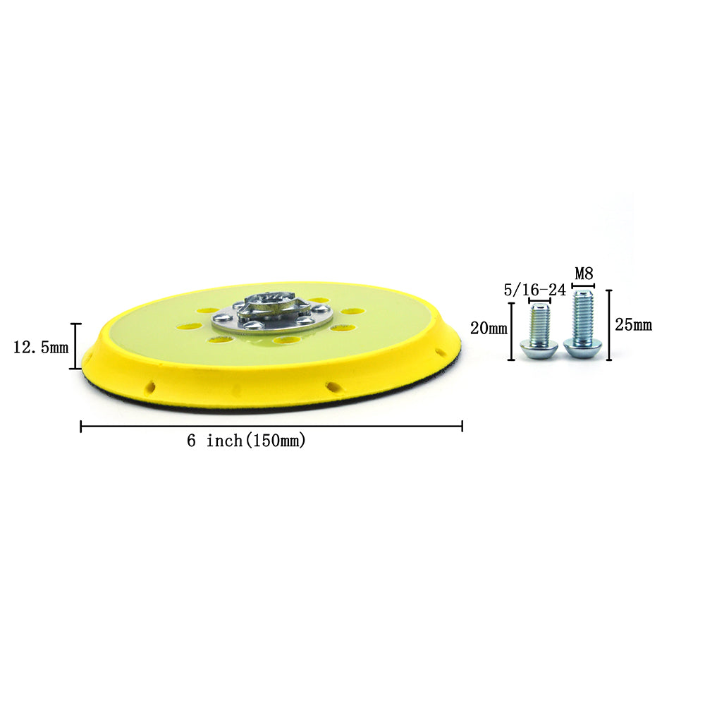 6" (150mm) Multi-Hole All in One Dust-free M8 and 5/16-24" Thread Back-up Sanding Pad