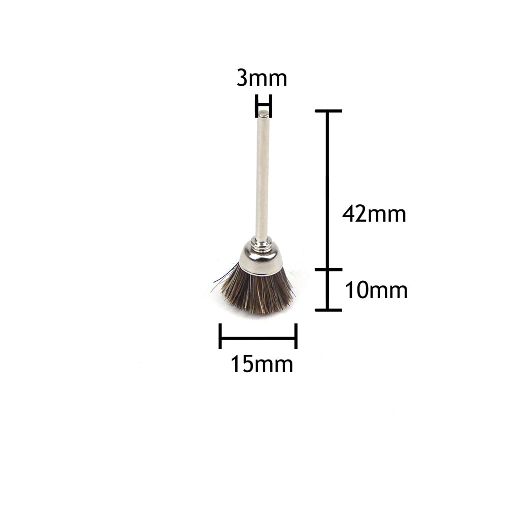 16mm x 3mm Mounted Shank Horse Bristle Taper Cup Wheel Brushes