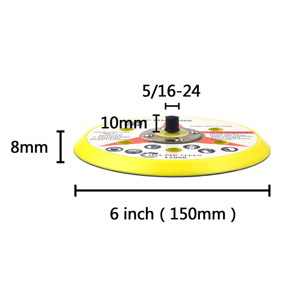 6" (150mm) x 5/16-24 Male 6 Hole PSA Back-up Sanding Pads