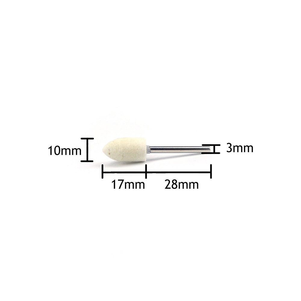 10mm x 3mm Mounted Shank Wool Felt Bobs Mandrel Grinding Polishing Points Buffing Heads, Conical