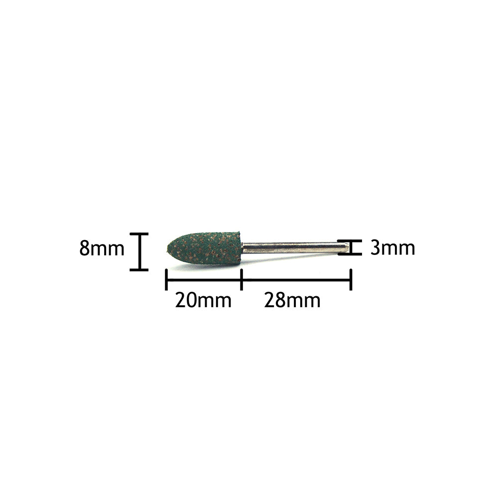8mm x 3mm Mounted Shank Sesame Rubber Polishing Points Buffing Heads, Conical
