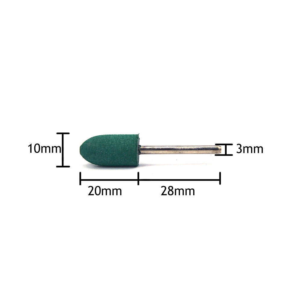 10mm x 3mm Mounted Shank Rubber Polishing Points Buffing Heads, Conical