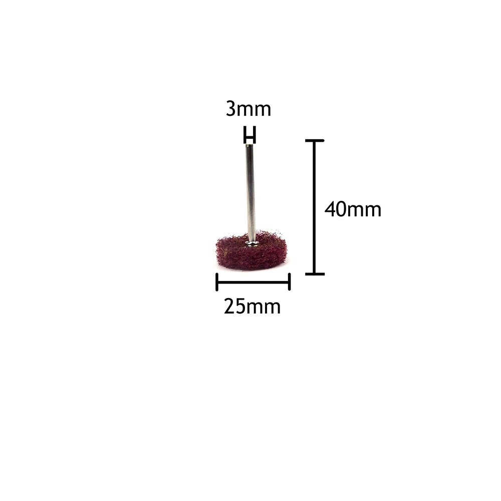 1" (25mm) x 3mm Mounted Shank Scouring Points Buffing Wheels, Red, Fine