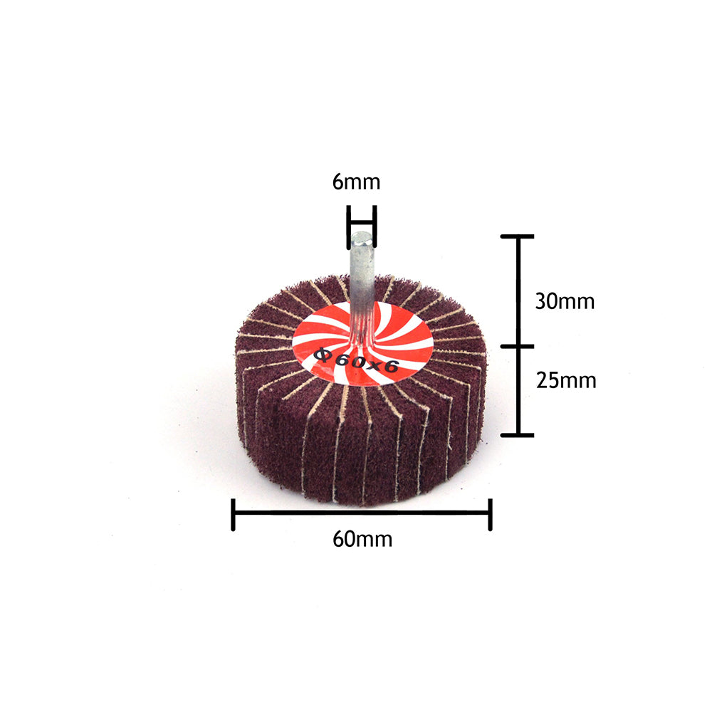 60mmx25mmx6mm Mounted Shank Cylinder Points Scouring Pad Interleaf Flap Grinding Wheels, 240 Grit