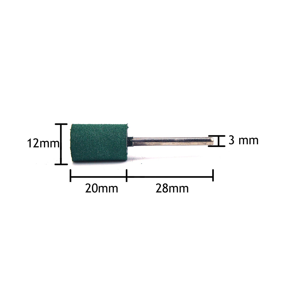 12mm x 3mm Mounted Shank Rubber Polishing Points Buffing Heads, Cylindrical