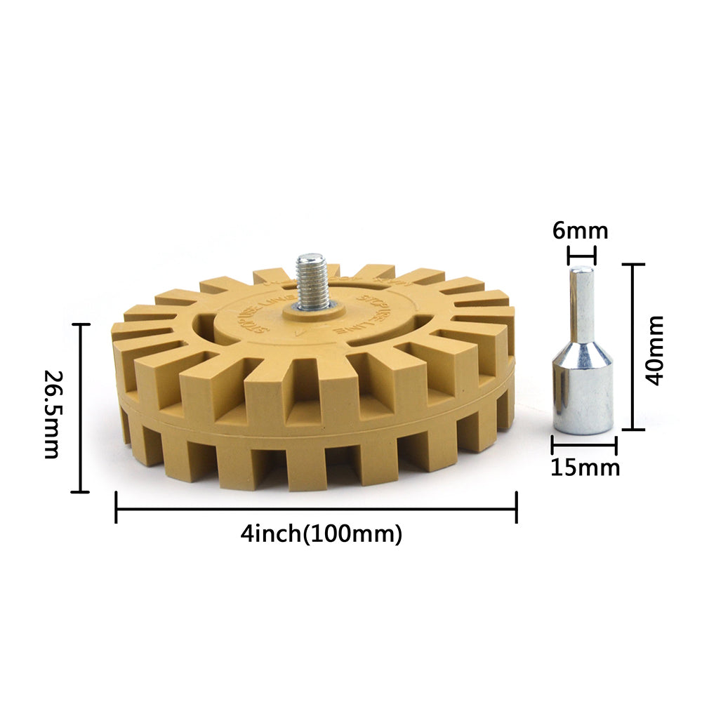 4" (100MM) Global Heavy Duty Rubber Eraser Wheel Pad & Adapter