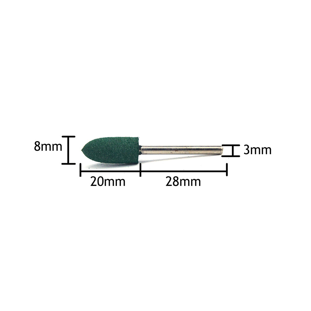 8mm x 3mm Mounted Shank Rubber Polishing Points Buffing Heads, Conical
