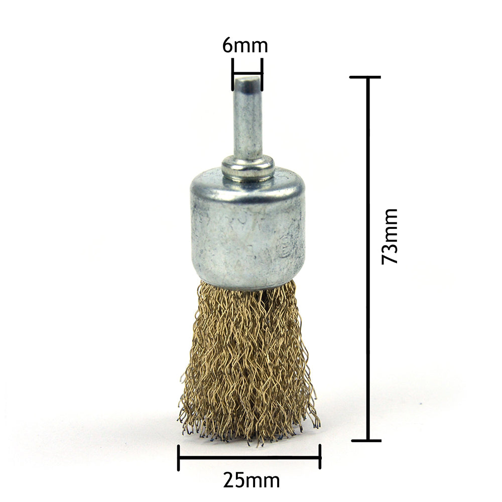 25mm x 6mm Shank Mounted Copper Plated Stainless Steel Wire End Brushes