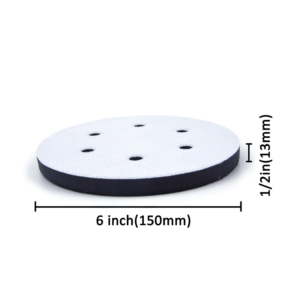 6" (150mm) 6-Hole Soft Sponge Dust-free Interface Buffer Backing Pads