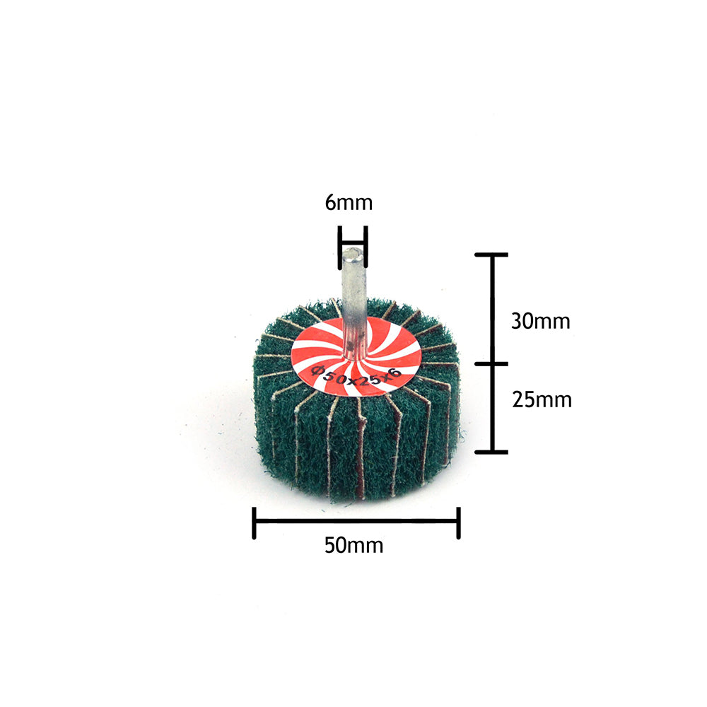 50mmx25mmx6mm Mounted Shank Cylinder Points Scouring Pad Interleaf Flap Grinding Wheels, 120 Grit