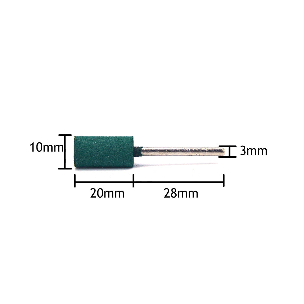 10mm x 3mm Mounted Shank Rubber Polishing Points Buffing Heads, Cylindrical