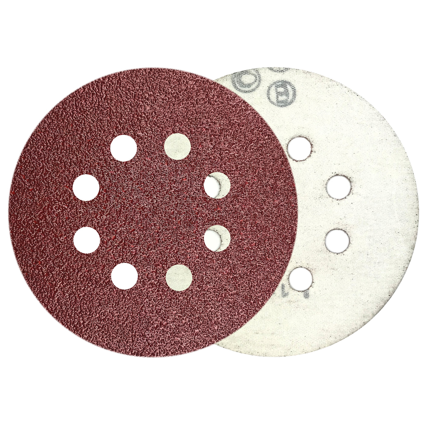 5 Inch Red Grain 8 Holes Hook & Loop Sanding Discs